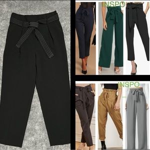 TOPSHOP Paper Bag Super High Waist Dress Pants Womens 6 Black Career Tapered Leg